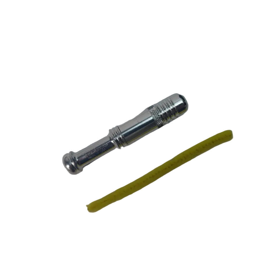 Silver coloured Dynaplug Micro Racer Bicycle tubeless tyre repair kit with yellow cleaner